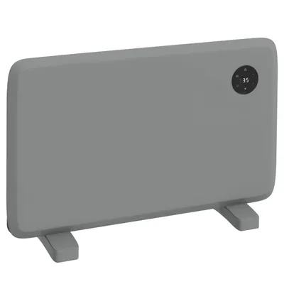 1200W Electric Convector Heater, Freestanding Or Wall Mounted, Space Heater With Adjustable Thermostat, Timer, Grey