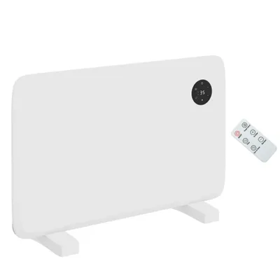1200W Electric Convector Heater, Freestanding Or Wall Mounted, Space Heater With Adjustable Thermostat, Timer, White