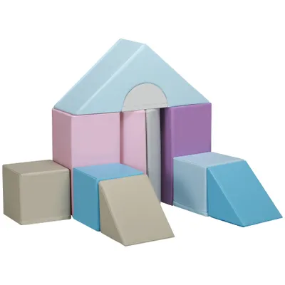 11-Piece Kids Soft Play Set, Foam Block, Toys For Climbing, Crawling, Blue