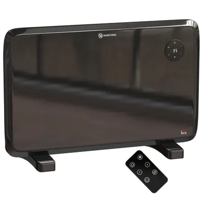 1.2kW Freestand On-Wall Electric Convector Heater, With Adjustable Thermostat - Black
