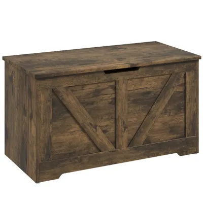 100L Home Storage Box, With Safety Hinges - Rustic Brown
