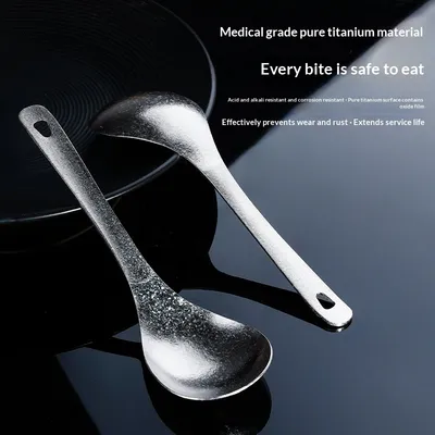 Household Pure Titanium Ice-flower Large Soup And Rice Spoon Tableware