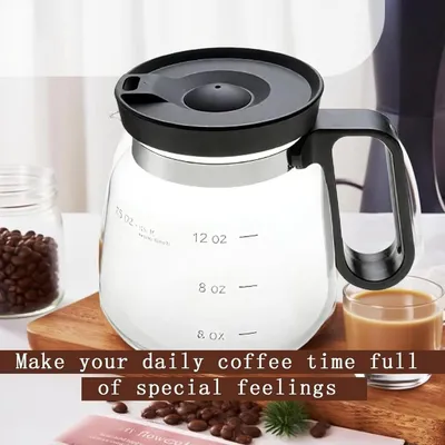 16-ounce Glass Coffee Mug Coffee Pot Style Compact And Durable Teacup With Handle And Lid