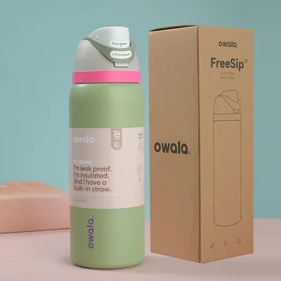 24OZ Owala FreeSip Insulated Stainless Steel Water Bottle With Straw Thermal Mug
