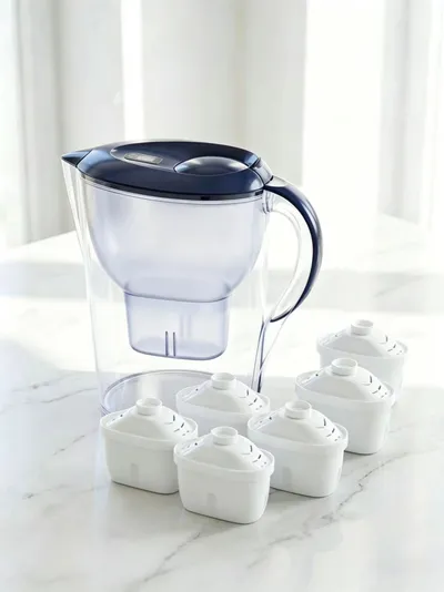10-Cup 3.5L BPA-Free Water Filter Pitcher With 4 Filters, Reduces TDS For Clean Drinking Water, Standard Fridge Size