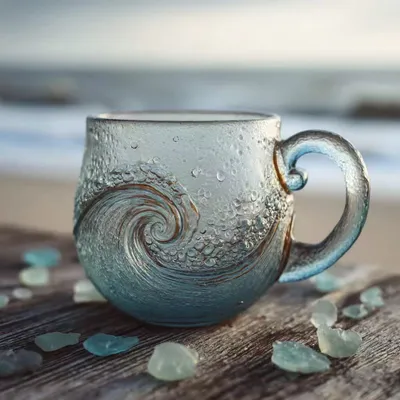 New Cross-border Product Portable, Creative, And Trendy Sea Glass Sunset Mug Coffee Cup.