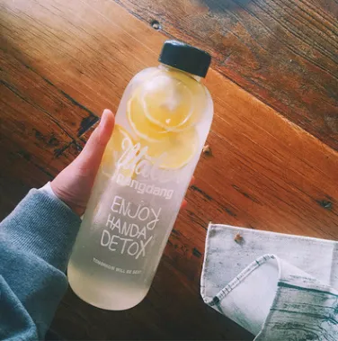 1000ML with cloth cover plastic cup creative large capacity student cup cute cup transparent water glass water bottle portable cup
