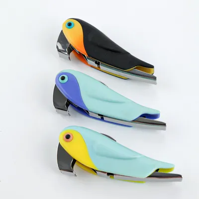 Multi-function Stainless Steel Wine & Beer Opener With Plastic Parrot-Shaped Handle