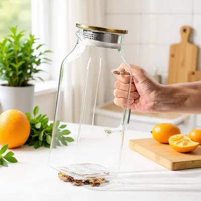 2-liter Square Glass Pitcher With Lid And Handle