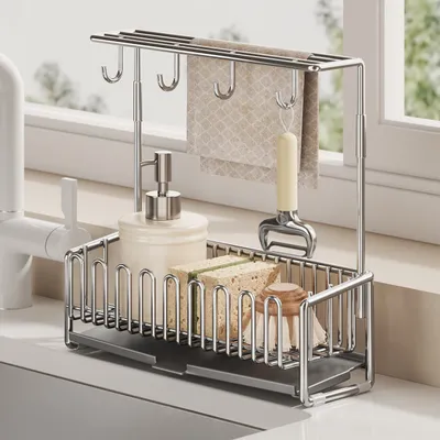 Kitchen Stainless Steel Dishcloth Drying Rack Sink Cloth Holder