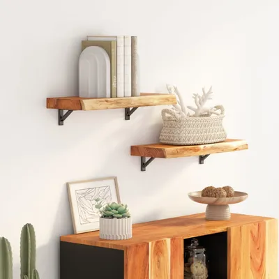   Wall Shelf 40x20x2.5 cm Rectangular Solid Acacia Wood Live Edge
