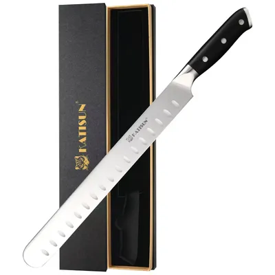 10-inch Carbon Steel Chef Knife For Beef, Turkey, And Ham, With Triple Rivet Handle