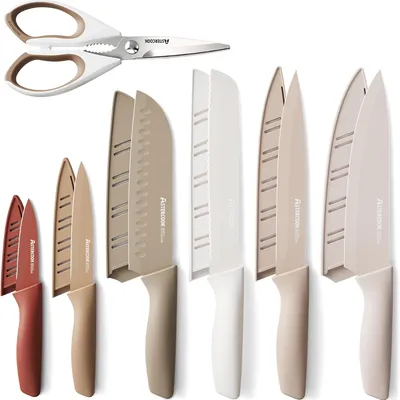 13 Pieces Kitchen Knives Set With Healthy Anti Rust Coating Dishwasher Safe  Stainless Steel Chef Knife Sets With 6 Blade Guards