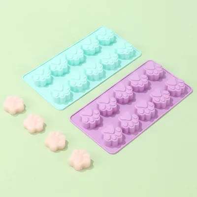 10-piece Cat's Paw Silicone Cake Mold Chocolate Biscuit Ice Tray DI Baking Mold