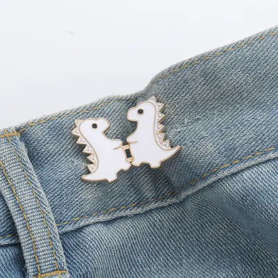 Little Dinosaur Waist Buckle-White-Alloy-1 pair