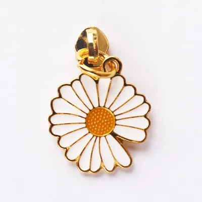 Little Daisy Zip Head-Hanging Gold Dot Paint-No. 3-Zinc Alloy-1 piece