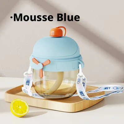 Small airplane learning drinking cup-Mousse Blue-1 cup