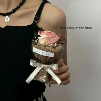 Small bouquet-brown + pink roses-1