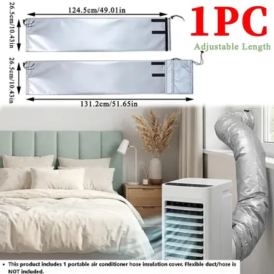 Portable Air Conditioning Duct Protective Cover, Universal Portable AC Duct Thermal Insulation Sleeve, Adjustable Length Easy Install Lightweight Vent Hose Wrap, Heat Resistant  Dustpr