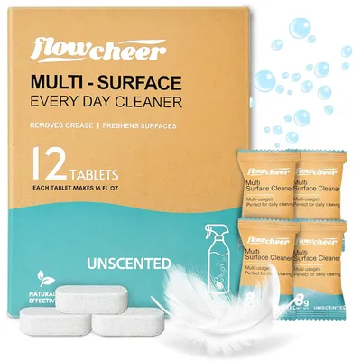Multi Surface Cleaner Refills -12 Pack All Purpose Cleaning Refill Tablet-Makes 192 Fl Oz Bottles Of Spray Cleaner For Household&Kitchen Cleaning