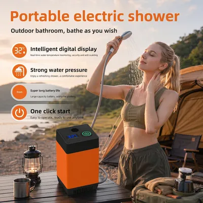 Rechargeable Portable Wireless Self-Priming Electric Shower For Outdoor Bathing, Simple Movable Pressurized Shower Head For Dormitories