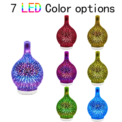 5V Glass Colorful Vase Humidifier 3D Firework Glass Usb Air Humidifier With 7 Color Led Night Light B