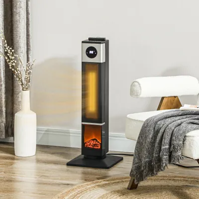 31" Freestanding Electric Heater with Oscillation, Remote Control & 12H Timer for Indoors, 1400W, Black