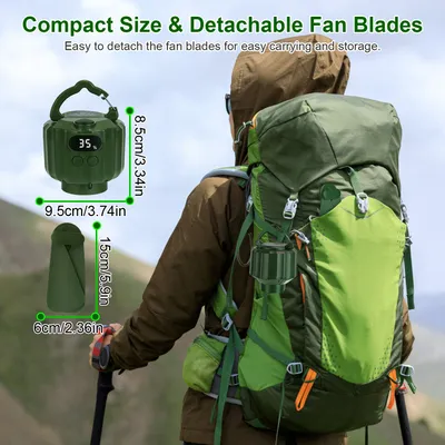 3-in-1 Camping Fan With LED Lantern, Hanging Tent Fan 3 Wind Speeds, Remote Control Timer, USB Power Bank, Low Noise Rechargeable Fan With Battery Display, Detachable Blades For Outdoor Indoor Use