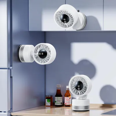 4000 MAh High Capacity Suction Cup Fan With Ultra Strong Suction, Can Be Used As A Bathroom Fan Or Car Fan,Features Five Adjustable Speed Settings And An LED Digital Display