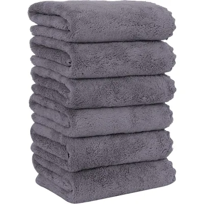 6 Pack Premium Hand Towels - Quick Drying - Microfiber Coral Velvet Highly Absorbent Towels - Multipurpose Use As Hotel, Bathroom, Shower, Spa, Hand Towel