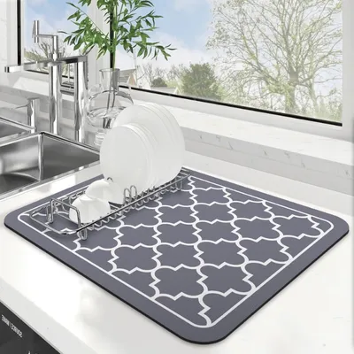 Dish Drying Mat Super Absorbent Drying Mat Large Dish Drying Mats For Kitchen Counter Easy Clean Dish Mat Kitchen Drying Mat