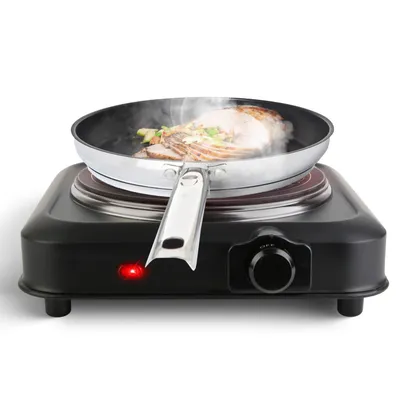 1Pc 1200W Electric Infrared Single Burner Portable Heating Hot Plate Stove Countertop RV Hotplate With 7.5in Glass Cooktop Stepless Temperature Adjustments For Home RV Camp