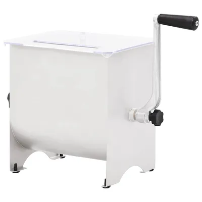   Manual Meat Mixer with Lid, Silver Stainless Steel