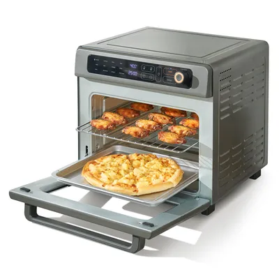 12-IN-1 Air Fryer Toaster Oven, 25L Convection Oven, 1700W Stainless Steel Toaster Ovens Countertop Combo With Grill, Pizza Pan, Gloves, 12 Slices Toast, 12-inch Pizza, Home And Commercial Use
