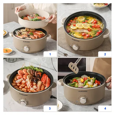 4.5L Electric Slow Cooker Glass Lid Non Stick Rice Cooking Frying Pan Stew Pot