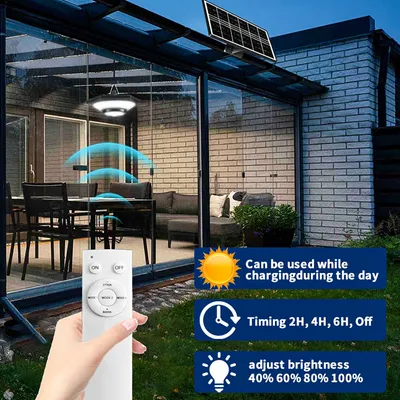 228LED Motion Sensor Solar Chandelier With Remote Control 3 Color Temperature Dimmable 5 Modes Courtyard