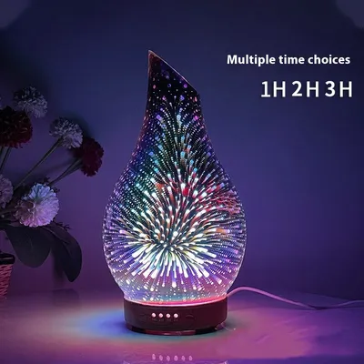 3D Glass Wood Grain Bevel Ultrasonic Cool Mist Humidifier