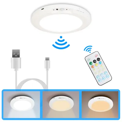 1Pack Magnetic Flush Ceiling Light Rechargeable Motion Sensor Ceiling Light Wireless Ceiling Light With Timer Remote Stepless Dimmable For Closet Stairs Garage Bathroom