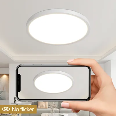 16inch Flush Mount Ceiling Light, 32W 3520LM 5CCT Selectable, Dimmable LED Ceiling Light Fixture For Kitchen Bedroom Living Room, Modern Low Profile Style