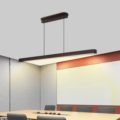 51-inch Walnut Wood Modern LED Pendant Light, Adjustable Hanging Light For Dining Room, Kitchen, Living Room Sleek Walnut Color Finish