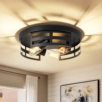 2-Light Black Flush Mount Ceiling Light Fixture,13 In Light Fixtures Ceiling Mount For Hallway,Hall,Kitchen,Farmhouse  2 Pack No Bulbs