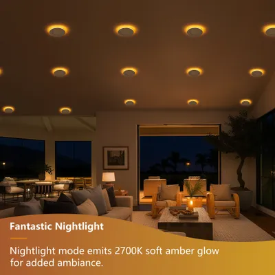 6 Pack 4 Inch White LED Recessed Light, Dimmable, 2700K-5000K 5CCT, 800LM High Brightness, 9W 120V, Ultra-Thin Canless Wafer Light