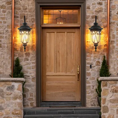 23in H 1-pack Classic Outdoor Wall Lantern, Black Vintage Wall Sconce With Bubble Glass, Weatherproof Exterior Light Fixture For Porch, Patio, And Entryway  Bulb Not Included