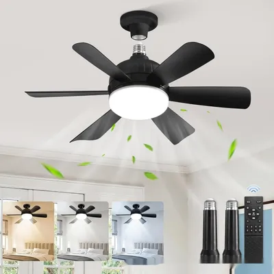 18-inch Straight Leaf Fan Lamp Remote Control Variable Light With Three Colors Mute Fan