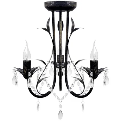 Art Nouveau ceiling lamp with crystal beads, 3 x E14