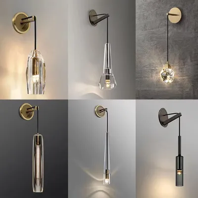 Copper Light Luxury Crystal Wall Lamp Living Room Aisle Wall Suspension Wire Bedroom