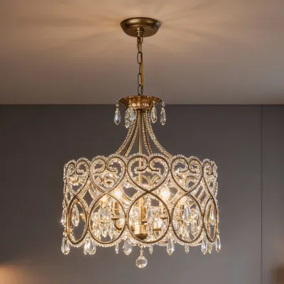Aged Crystal Chandelier For A French-luxury Living Room