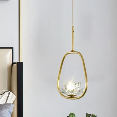 Creative Single-Head Copper Bedside Pendant Lamp For Balcony Hallway And Bedroom