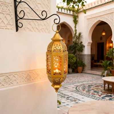 Moroccan Vintage Antique Candle Holder Hollowed Out Lantern