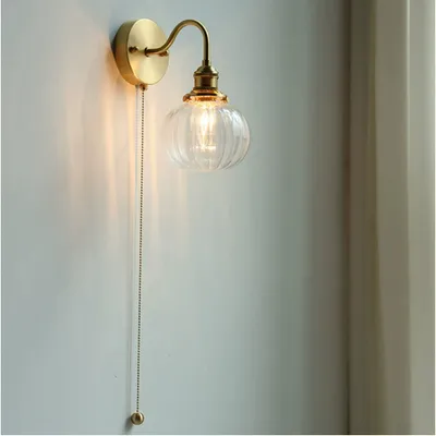 Living Room Bathroom Glass Pumpkin Bedside Aisle Creative Wall Lamp